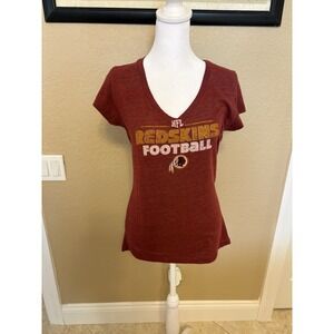 Ladies Washington Redskins V Neck Short Sleeve Tee, Large, Official
